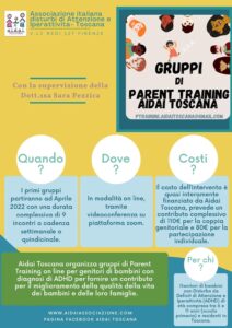 volantino gruppi di parent training ADHD