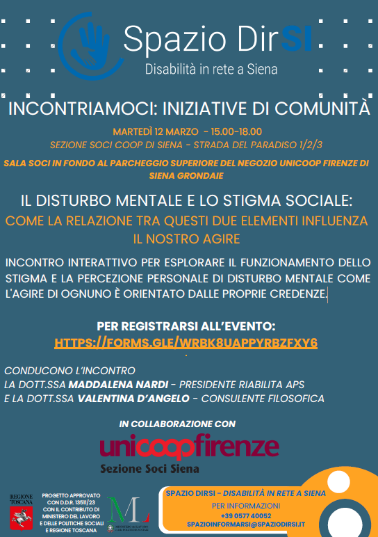 locandina incontro disturbo mentale e stigma sociale 12 marzo