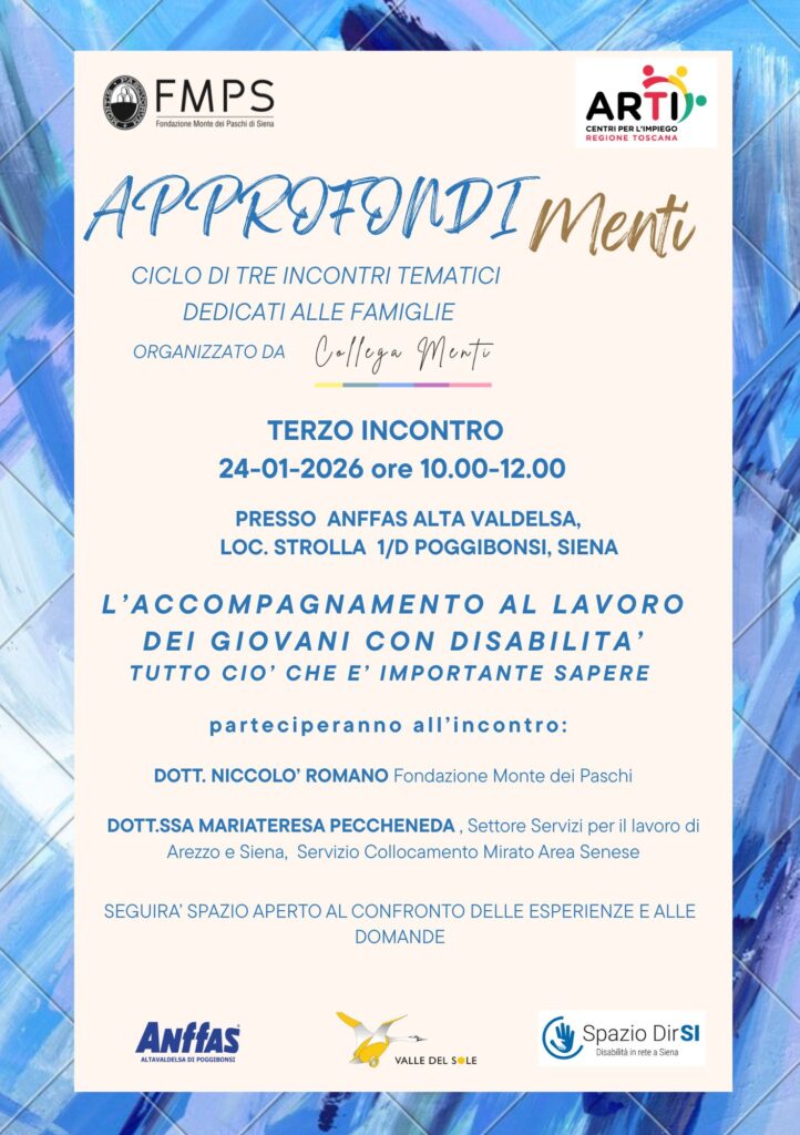 locandina dell'incontro L'accompagnamento al lavoro dei giovani con disabilità. Tutto ciò che è importante sapere